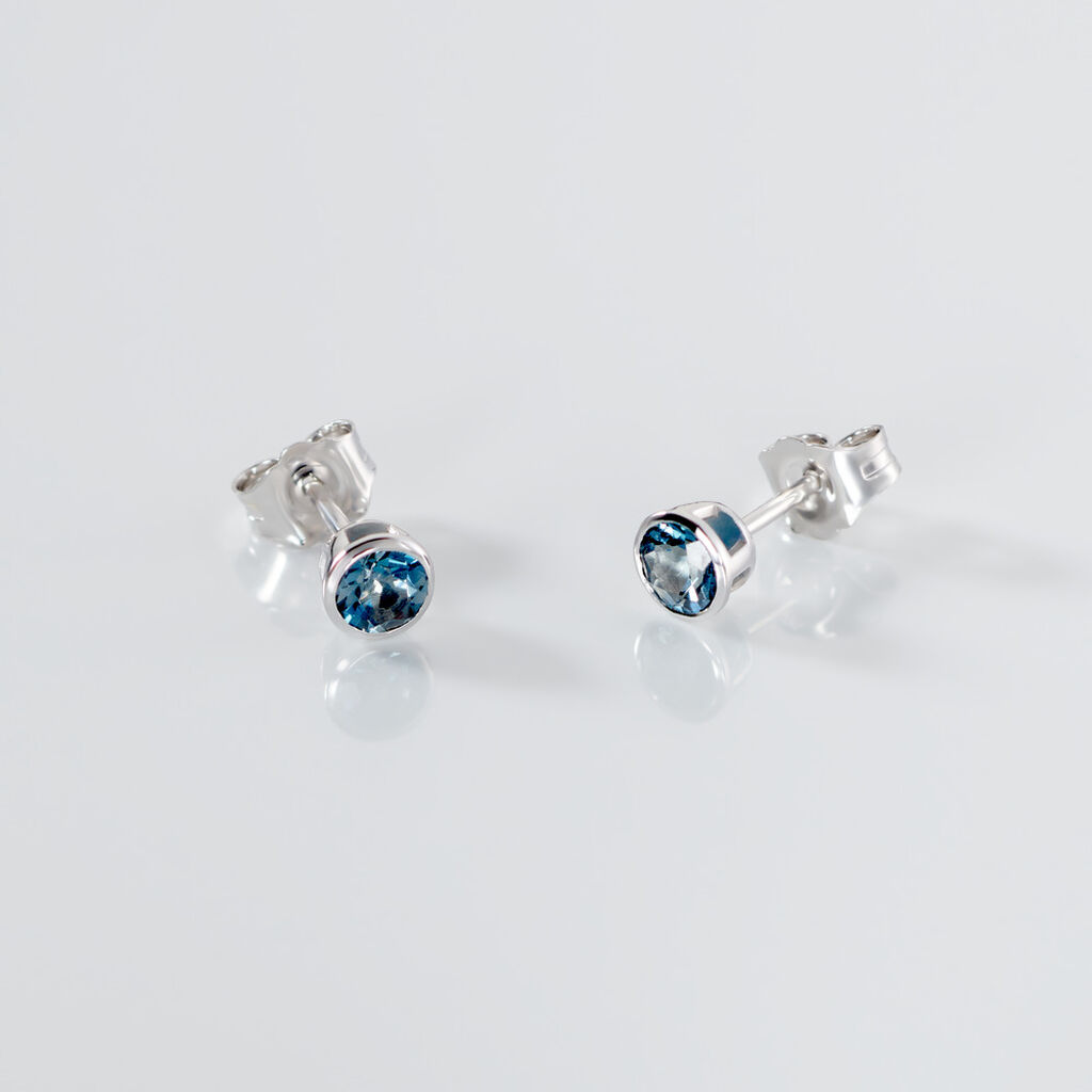 SANNI Damen Ohrstecker Wei&szlig;gold 585 (14 Karat) Topas Blau 0,5 ct