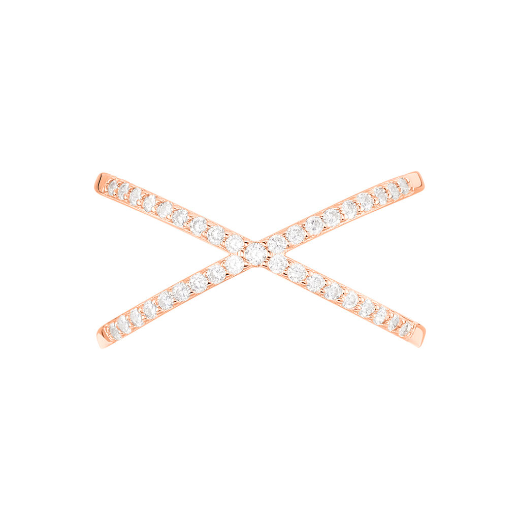 TINY TREASURES 2 Damen Ring Silber rosevergoldet 925 Zirkonia Wei&szlig; 0,66 ct