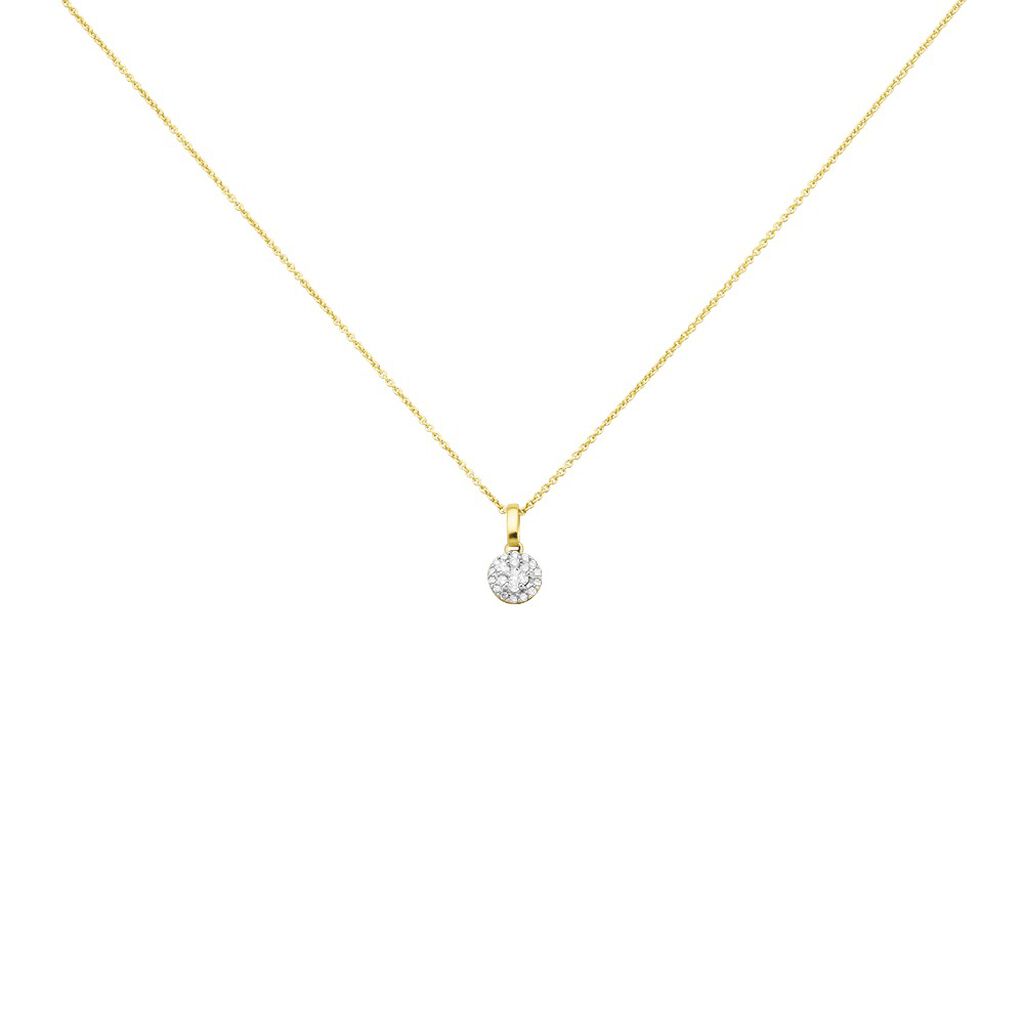 Damen Collier Gold 375 Diamant 0,25ct Kreis Bloom - Halsketten Damen | OROVIVO