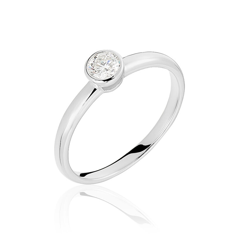Bague Solitaire Or Blanc Diamant - Spannringe Damen | OROVIVO