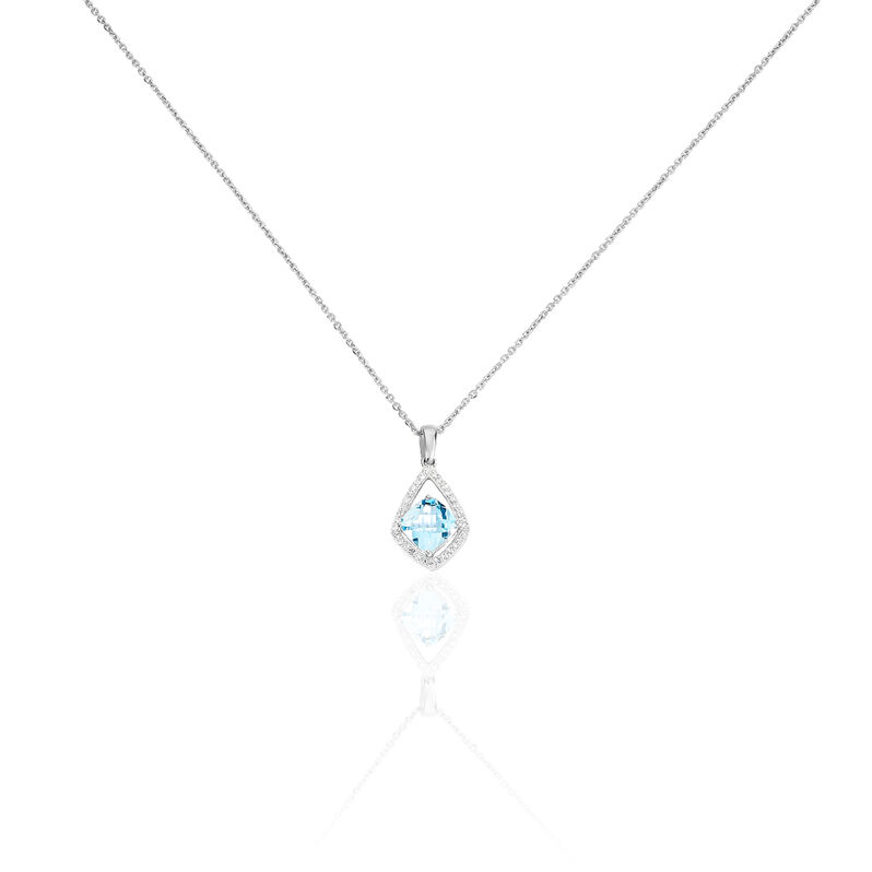 Collier Or Blanc Topaze Et Diamant - Spannringe Damen | OROVIVO