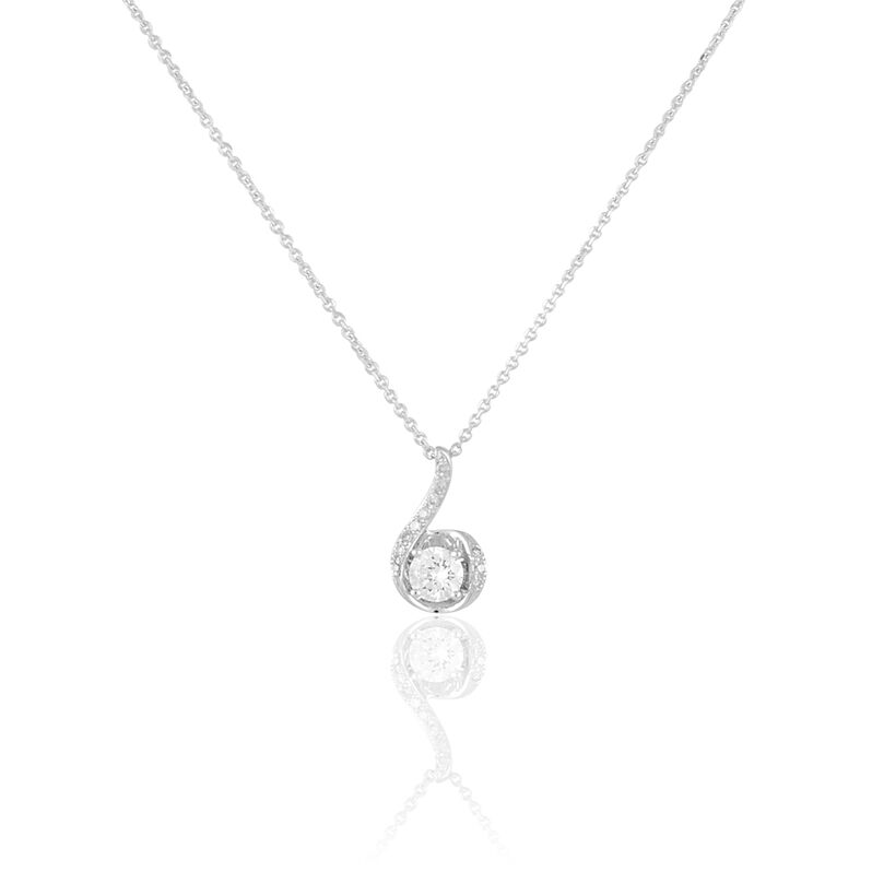Collier Or Weiss Vrille Et Diamants 42cm - Spannringe Damen | OROVIVO