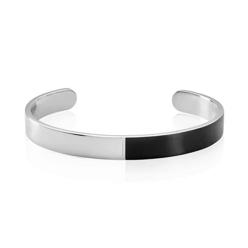 Herren Armreif / Armspange Edelstahl Bicolor Silber/Schwarz Owen 64,00mm - Armbänder Herren | OROVIVO