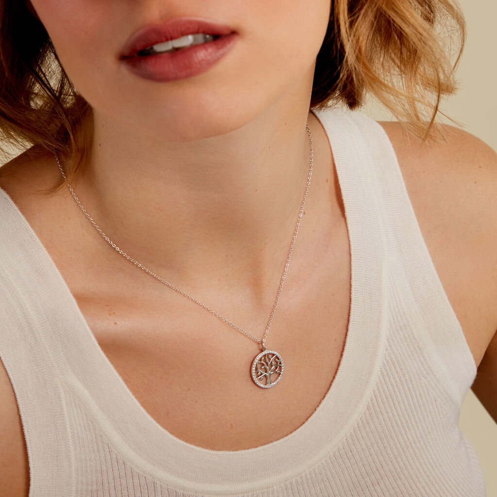 MAILA Damen Collier Silber 925 Zirkonia Wei&szlig; 0,6 ct B 1,2 mm