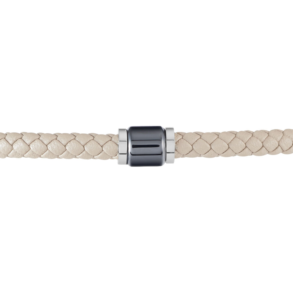 Bracelet Canice Acier Et Cuir Beige - Spannringe Herren | OROVIVO