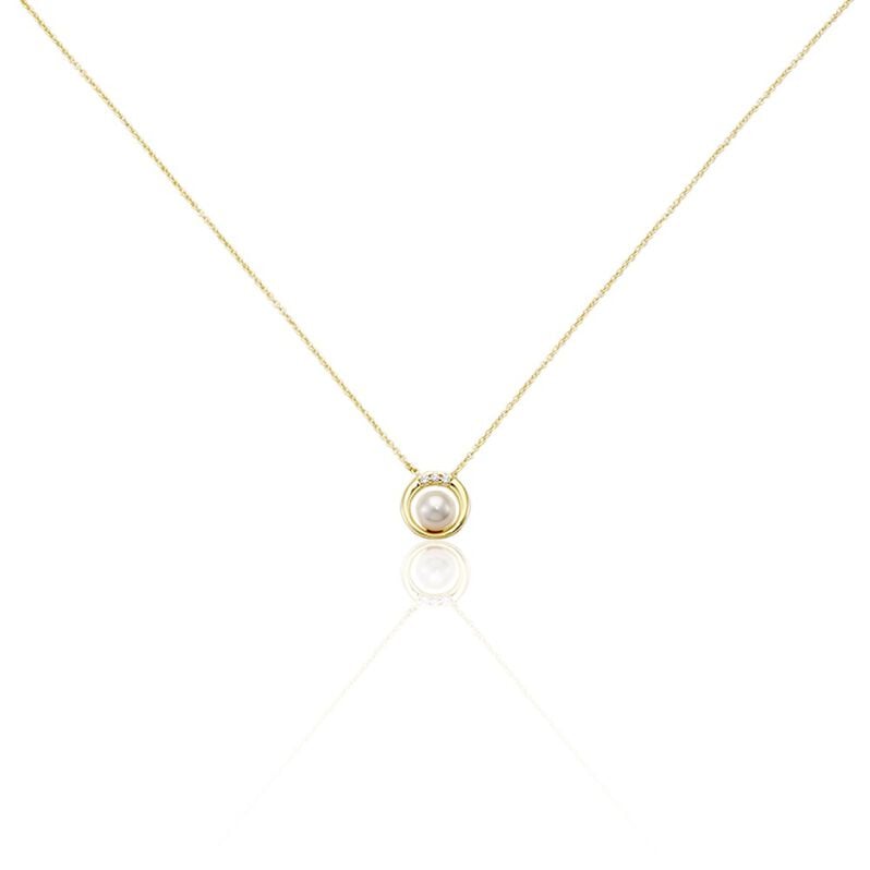 ISABELLA Damen Collier Gold 375 (9 Karat) Zuchtperle Wei&szlig; - Halsketten Damen | OROVIVO