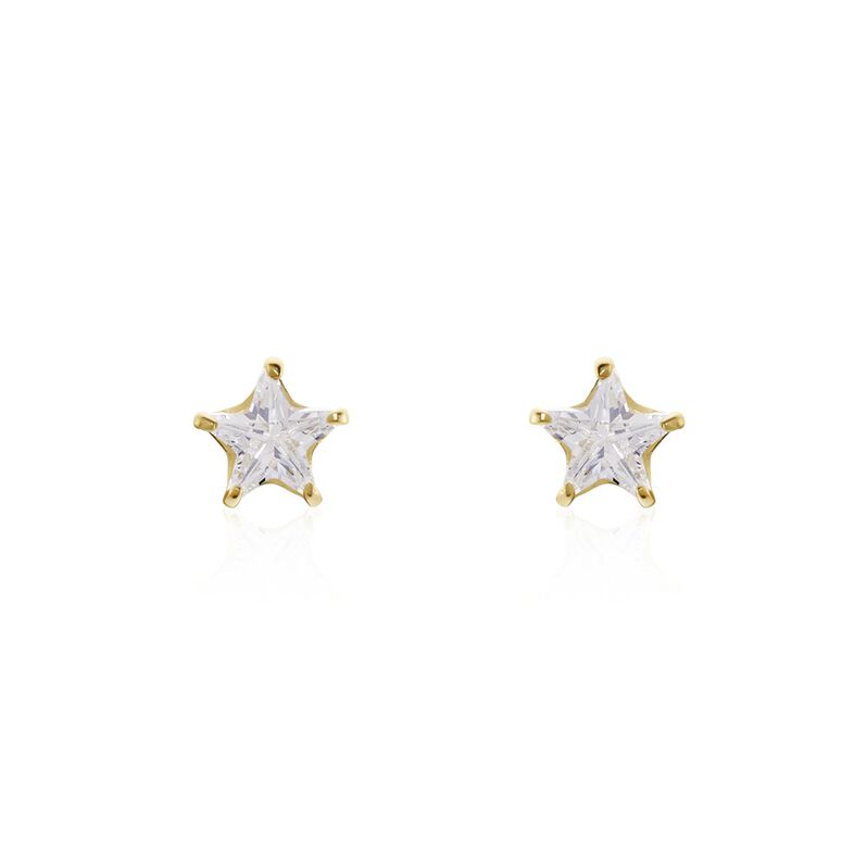 Damen Ohrstecker Gold 375 (9 Karat) Zirkonia Wei&szlig; 1,38 ct Stern - Ohrstecker Damen | OROVIVO