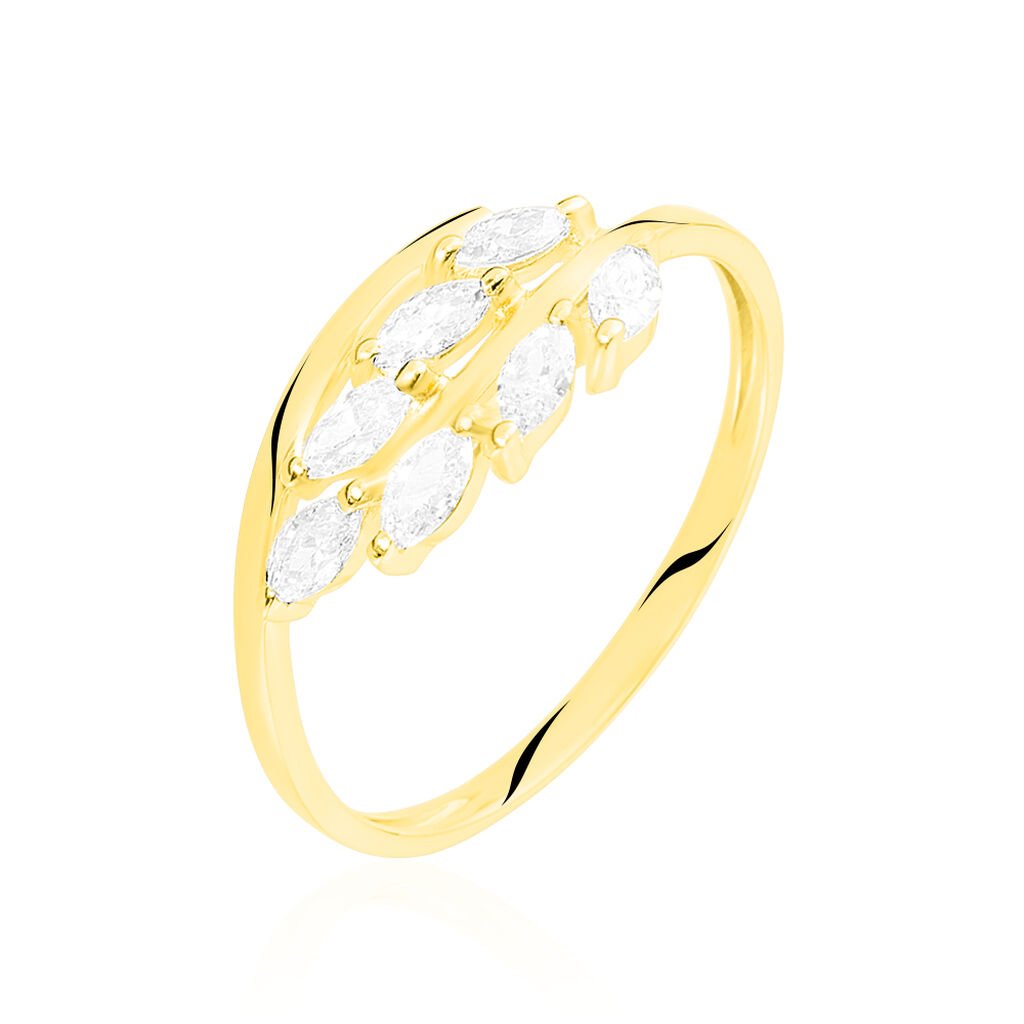 Damen Ring Gold 375 Zirkonia Blatt Hinna  - Ringe mit Stein Damen | OROVIVO