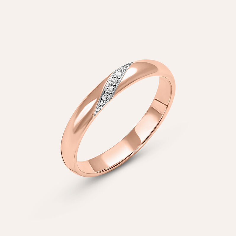 Fede Comoda 3 mm Oro Rosa Diamante - Spannringe Damen | OROVIVO