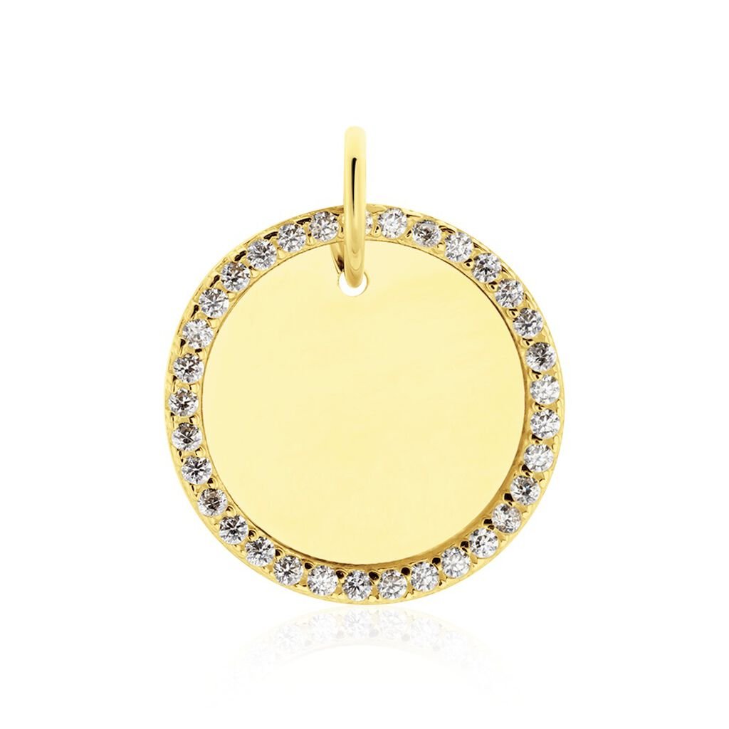 Anhänger Gold 375 gravierbar Zirkonia Kreis Cassy, Anhänger mit Stein