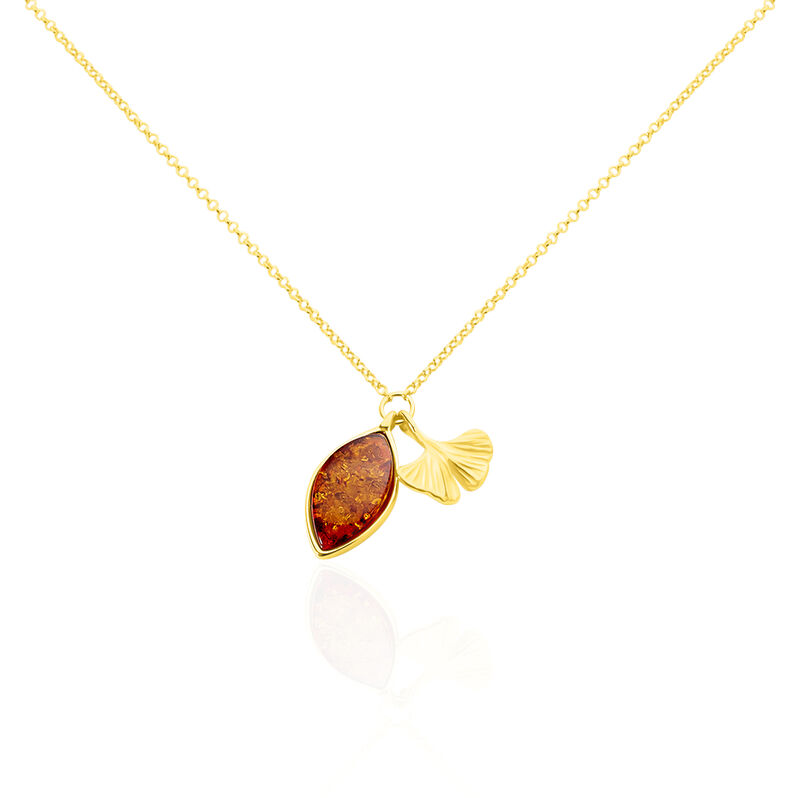Collier Argent Dore Adriaa Ginkgo Ambre - Spannringe Damen | OROVIVO