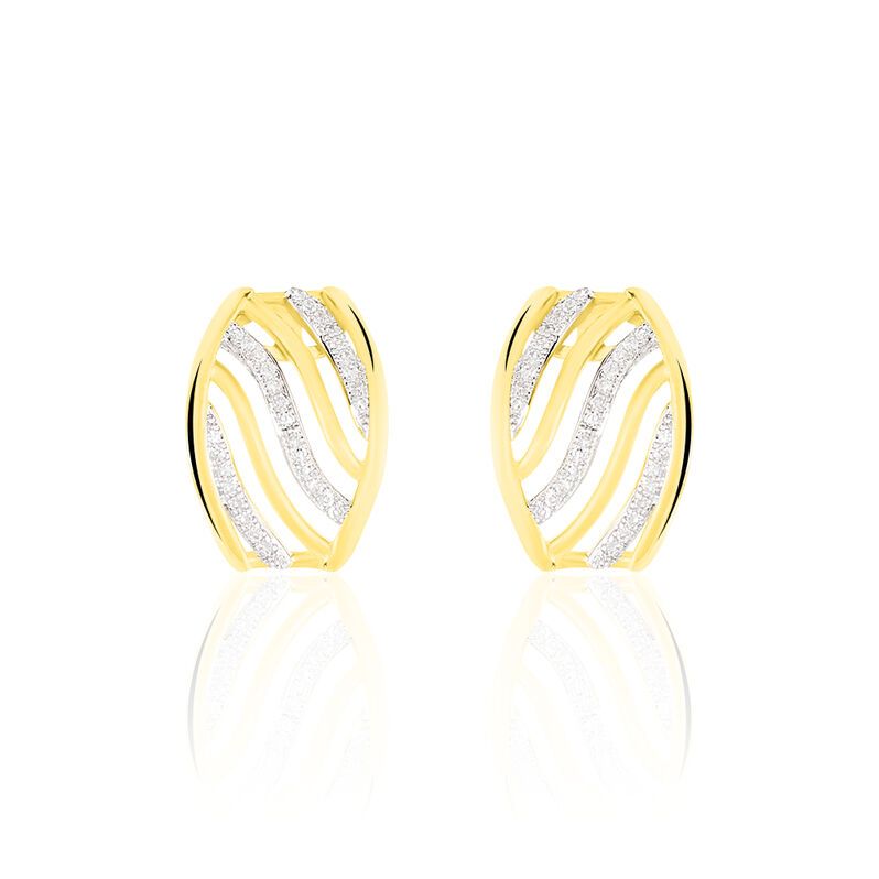 Boucles D'oreilles Puces Or Jaune Diamant - Spannringe Damen | OROVIVO