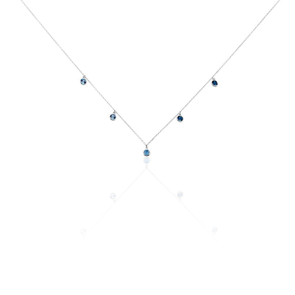 Damen Collier Weißgold 375 Topas Swiss Blue 0,71ct Ebi - Halsketten Damen | OROVIVO