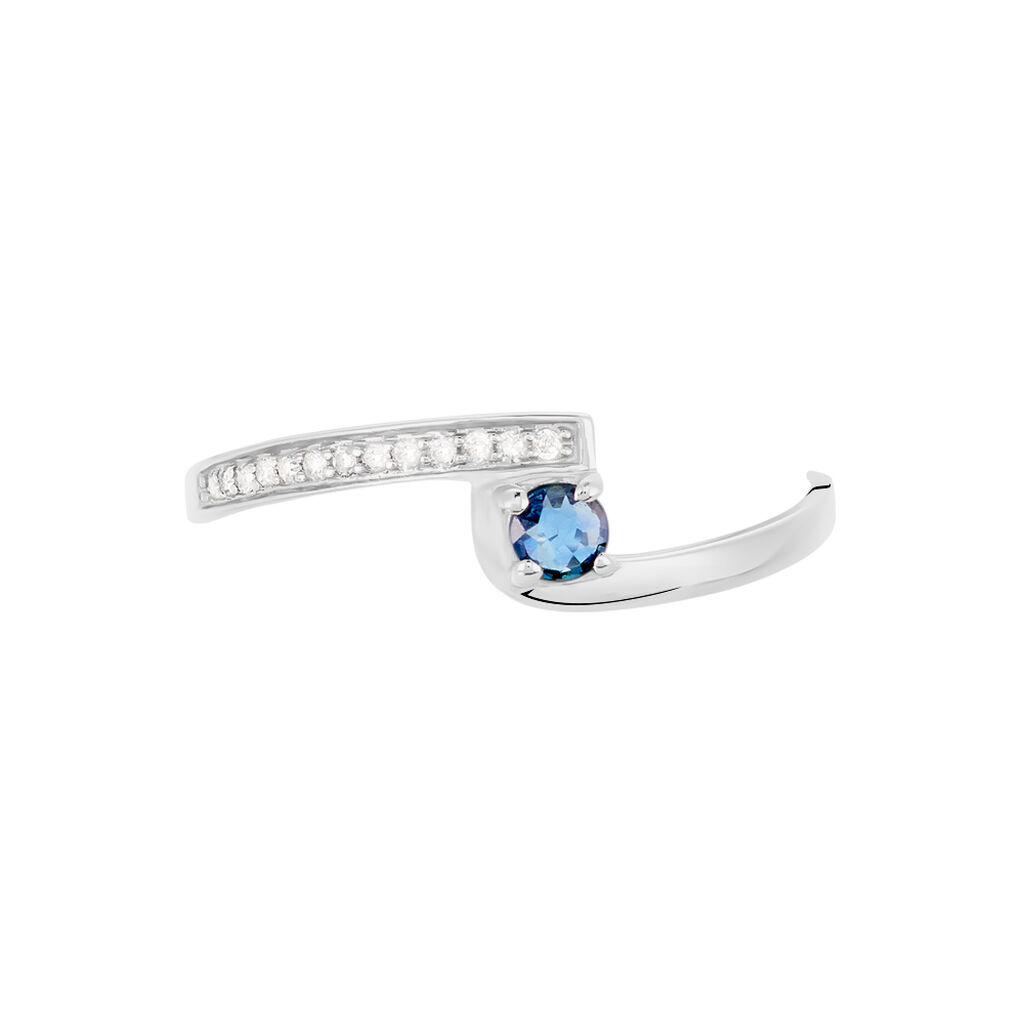 Bague Trieste Or Blanc Saphir Et Diamant - Spannringe Damen | OROVIVO