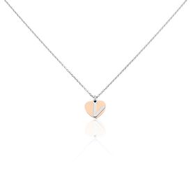 Damen Halskette Silber 925 Bicolor Buchstabe V - Herzketten  | OROVIVO