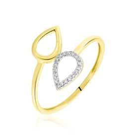 Damenring Gold 375 Zirkonia Blatt rhodiniert Laefa - Ringe mit Edelsteinen Damen | OROVIVO