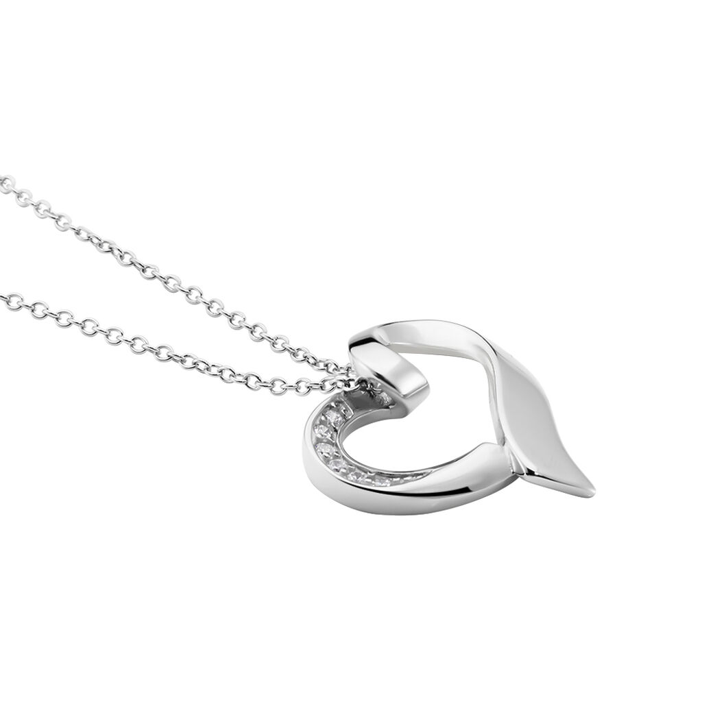 Damen Collier Silber Silber 925 Zirkonia Wei&szlig; 0,3 ct Herz