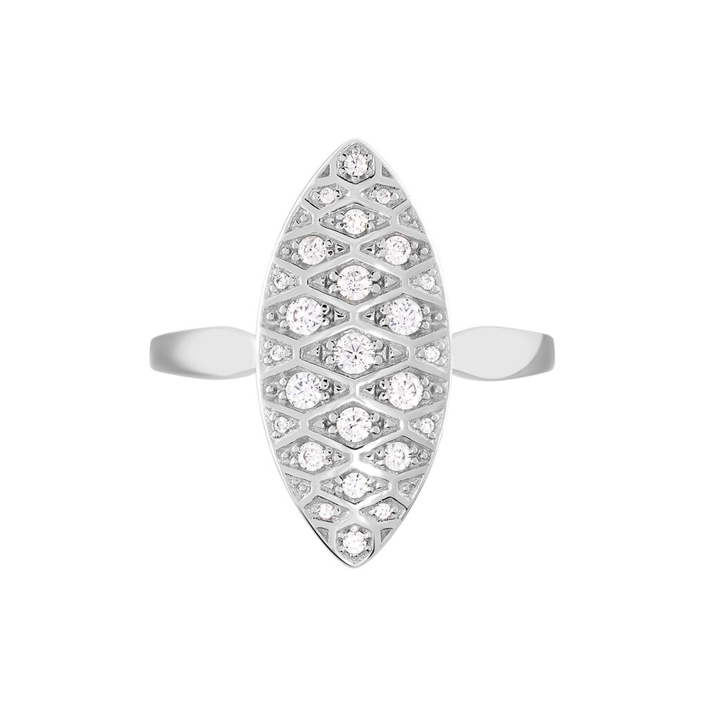 Damen Ring Weißgold 375 Zirkonia Mandel Sitaa  - Ringe mit Stein Damen | OROVIVO