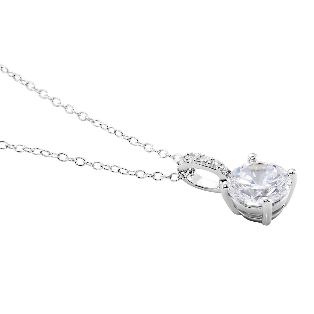 PAULINA Damen Collier Silber 925 Zirkonia Wei&szlig; 2,98 ct B 1,15 mm