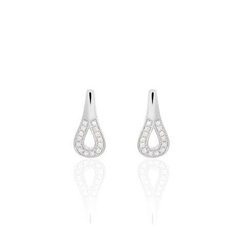 Damen Ohrringe Lang Weißgold 375 Diamant 0,07ct Tropfen Tina 2  - Ohrringe mit Stein Damen | OROVIVO