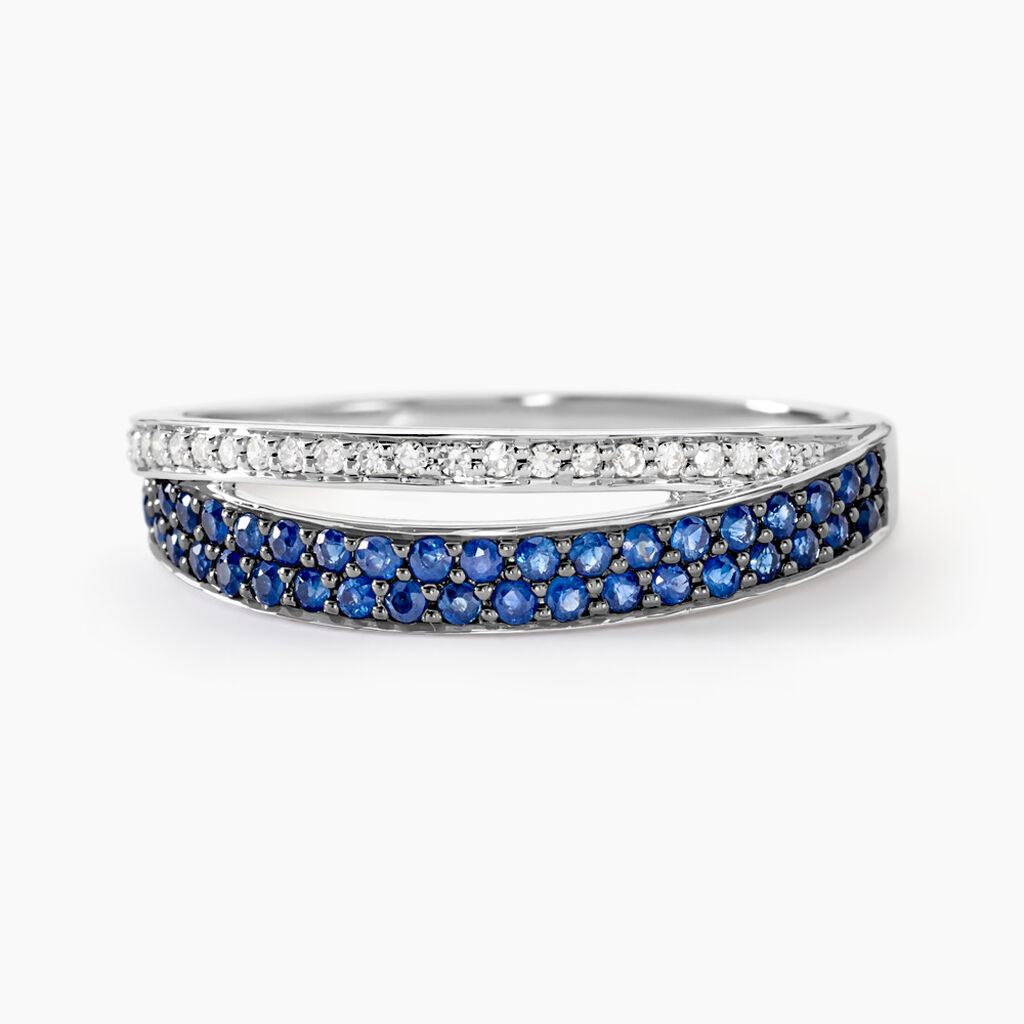 Bague Agapanthe Or Blanc Saphir Et Diamant - Spannringe Damen | OROVIVO