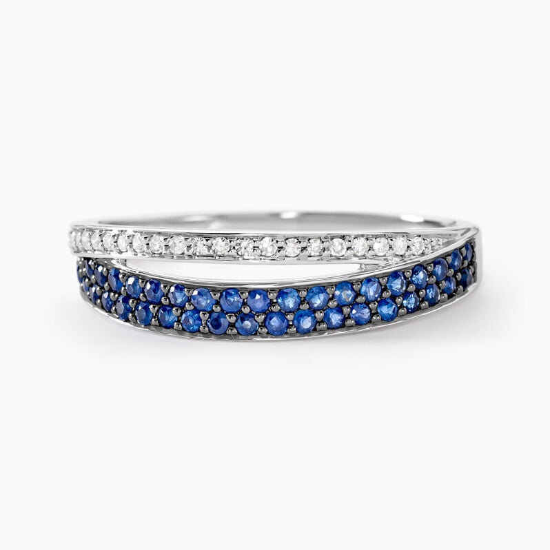 Bague Agapanthe Or Blanc Saphir Et Diamant - Spannringe Damen | OROVIVO