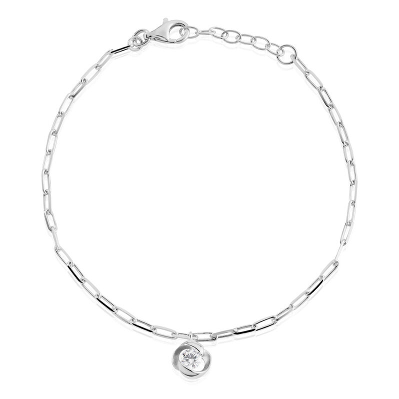 LUCY Damen Armband Silber 925 Zirkonia Wei&szlig; 0,400 ct Blume - Armb&auml;nder mit Anh&auml;nger Damen | OROVIVO