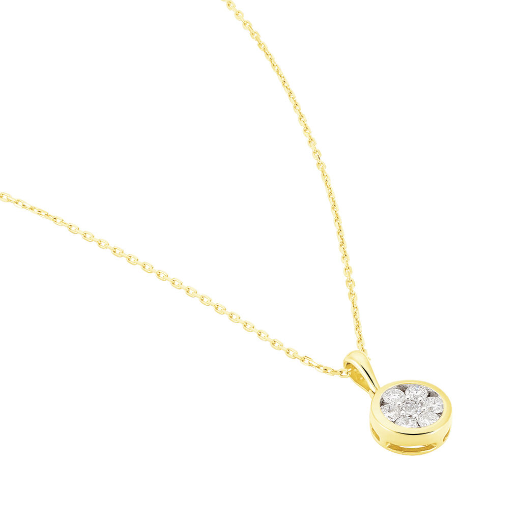 ELINA Damen Collier Gold 585 (14 Karat) Diamant Wei&szlig; 0,06 ct