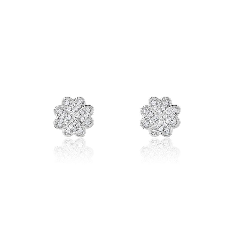 Boucles D'oreilles Puces Ottilie Argent Weiss Oxyde De Zirconium - Spannringe Damen | OROVIVO