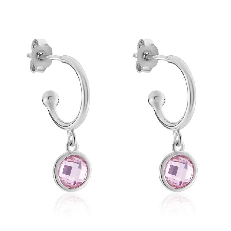 SCHARIKA Damen Creolen Silber Silber 925 Zirkonia Ros&eacute; 0,3 ct Kreis - Creolen Damen | OROVIVO