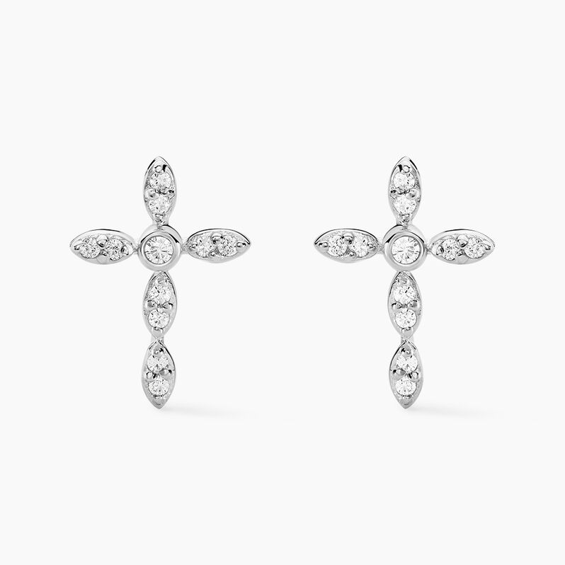 Boucles D'oreilles Puces Ysalis Argent Weiss Oxyde De Zirconium - Spannringe Damen | OROVIVO