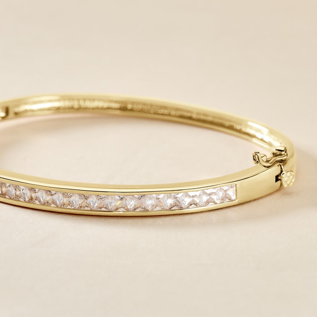 Bracelet Jonc Frieda Plaqué Or Jaune Oxyde De Zirconium - Spannringe Damen | OROVIVO