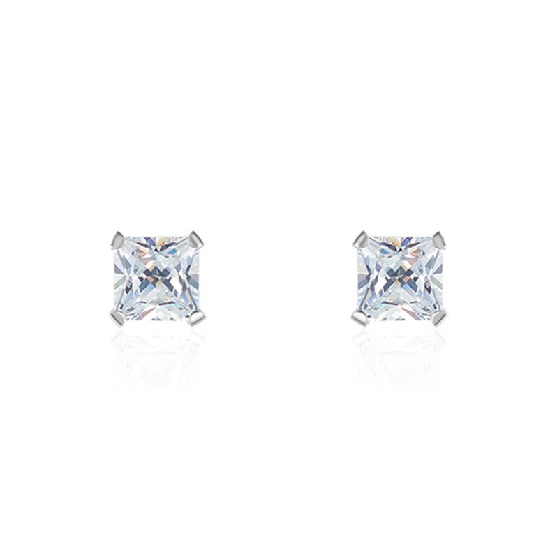 Familie Ohrstecker Weißgold 375 Zirkonia Viereck Roni 2 5,00mm  - Ohrstecker Familie | OROVIVO