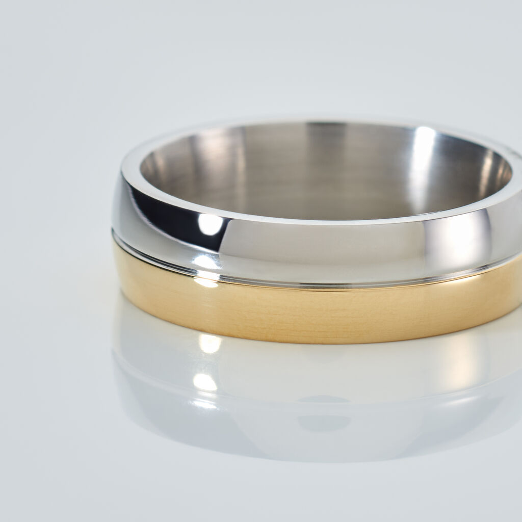 BOND Unisex Ring Edelstahl Bicolor Gold/Silber B 6 mm