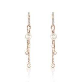 Damen Ohrhänger Lang Roségold 750 Diamanten 0,25ct Water - Creolen Damen | OROVIVO
