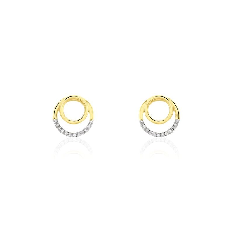 Damen Ohrstecker Gold 375 Diamant 0,07ct Doppelkreis Atlanta  - Ohrstecker Damen | OROVIVO