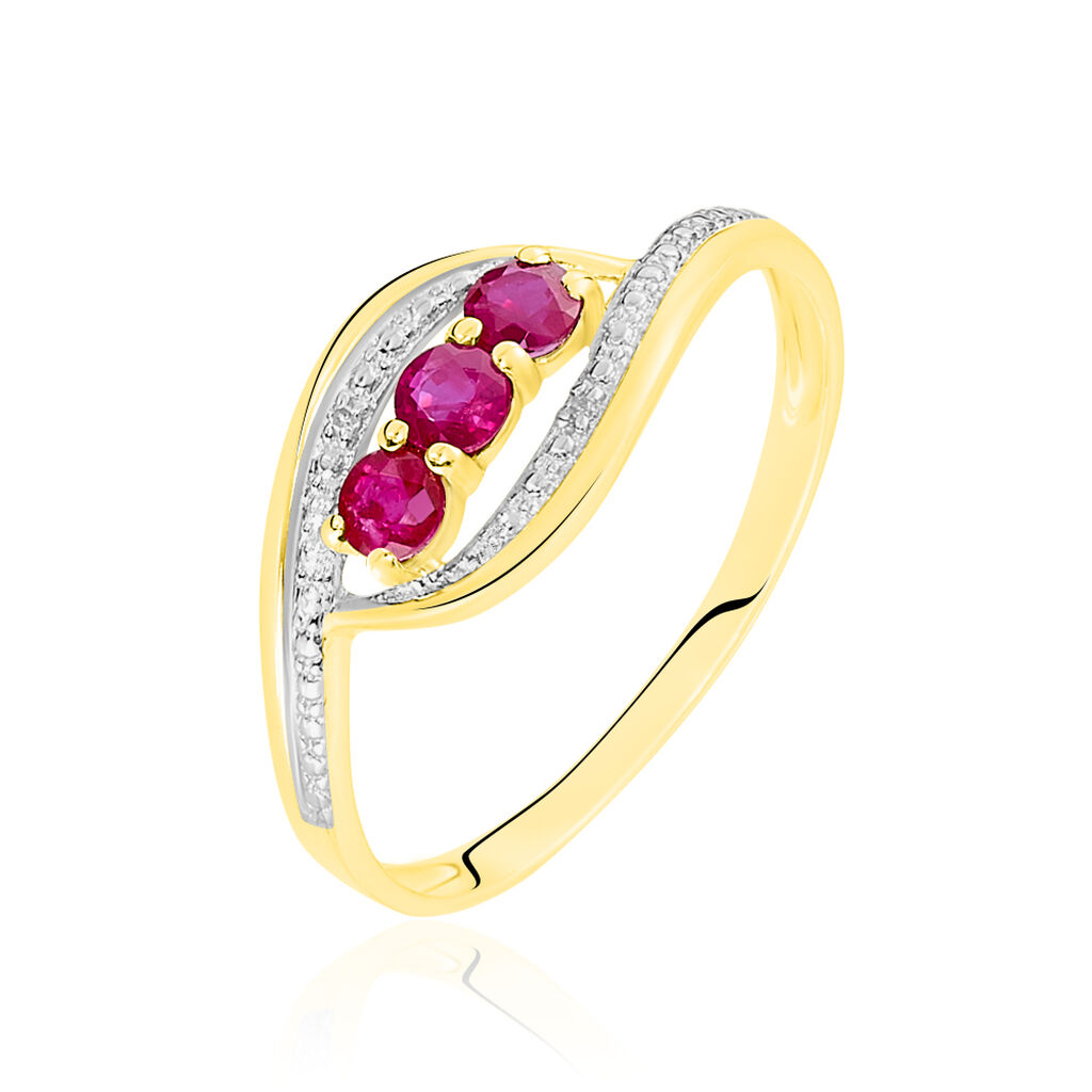 TRILOGIE PRECIEUSE Damen Ring Gold Bicolor 375 (9 Karat) Rubin Rot 0,48 ct Oval