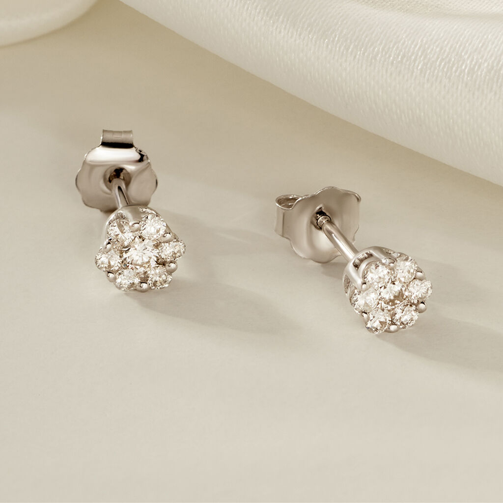 MERULA Damen Ohrstecker Wei&szlig;gold 375 (9 Karat) Diamant Wei&szlig; 0,14 ct