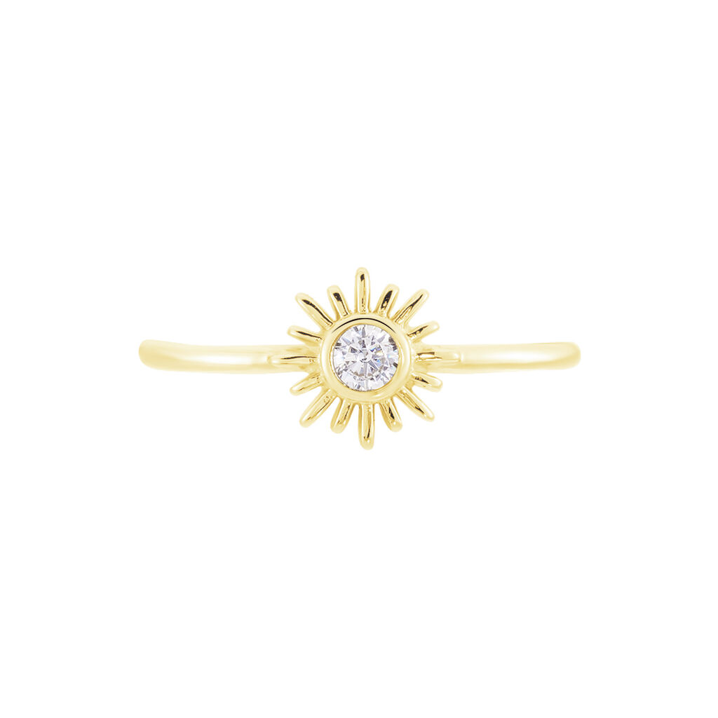 Damen Ring Silber vergoldet 925 Zirkonia Sonne Sun  - Solitärringe Damen | OROVIVO
