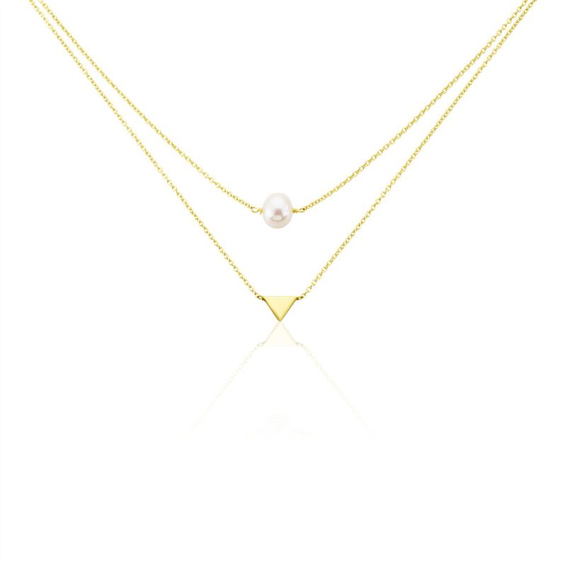 RADINA Damen Collier Silber vergoldet 925 Zuchtperle Wei&szlig; Dreieck - Halsketten Damen | OROVIVO