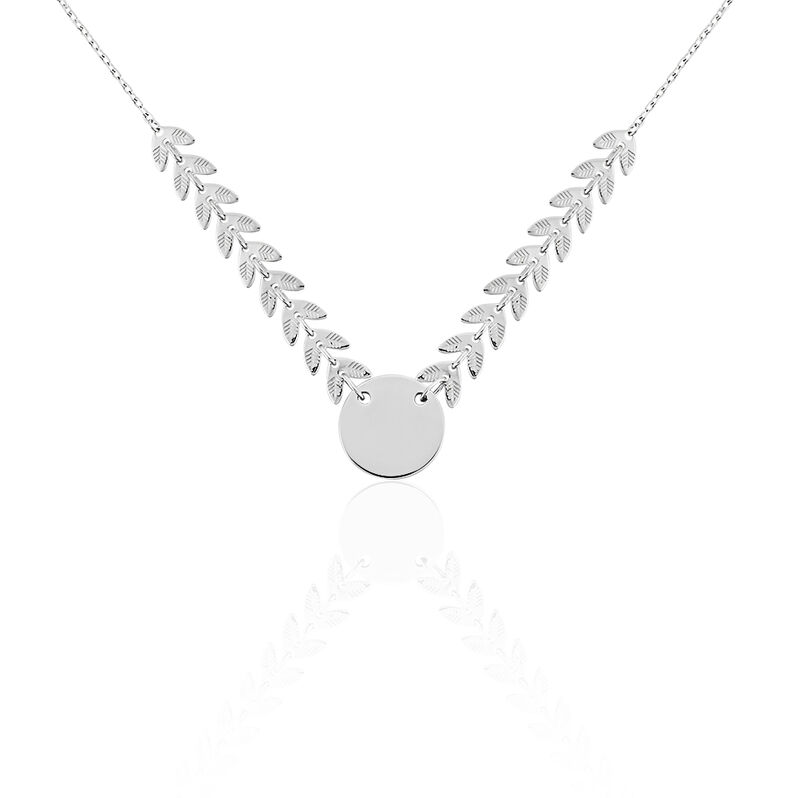 Collier Argent Rhodie Noela Pastille Feuille - Spannringe Damen | OROVIVO