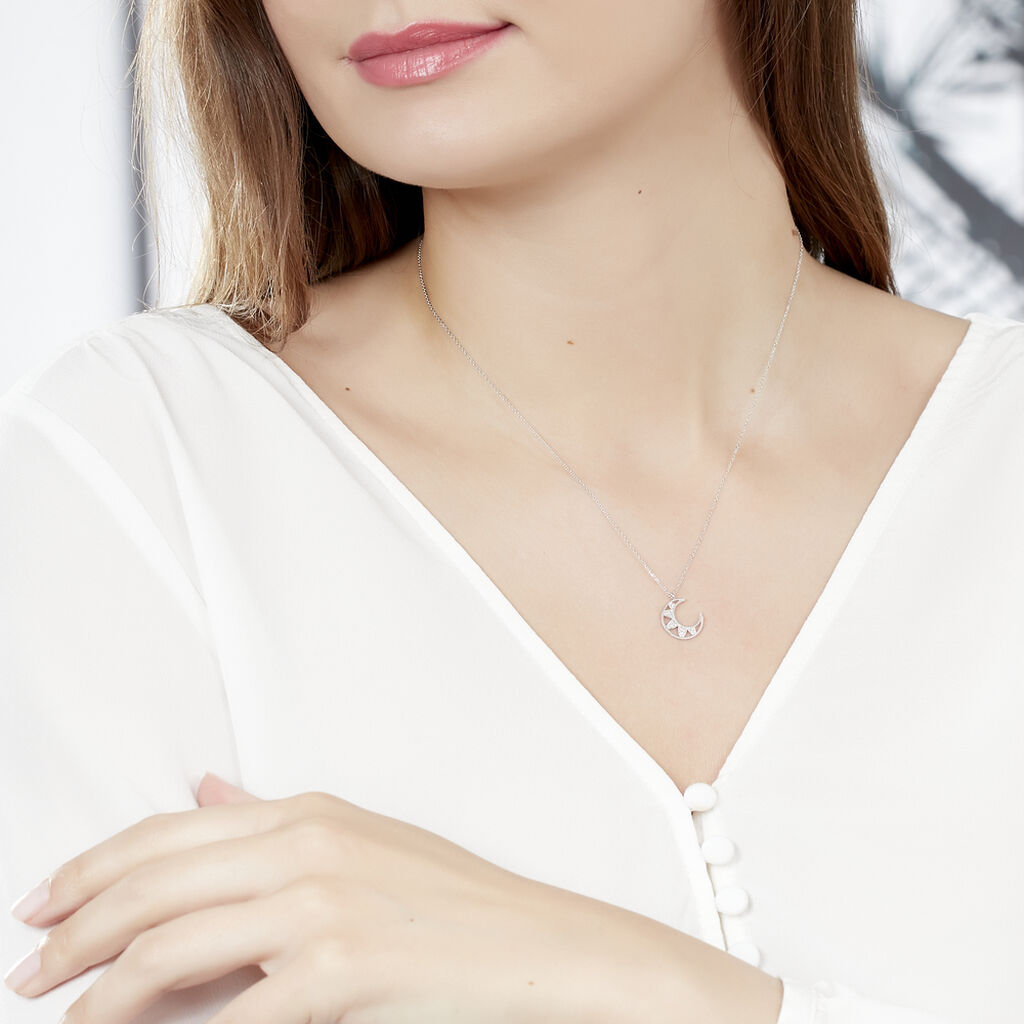 Collier Or Weiss Roxine Lune Diamants - Spannringe Damen | OROVIVO