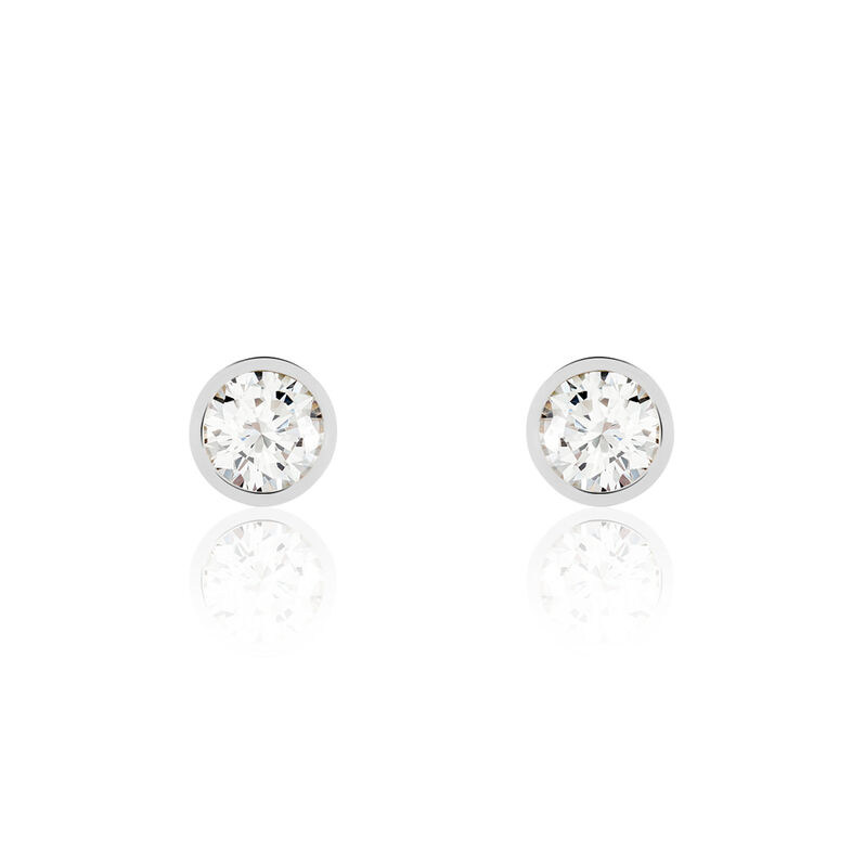 Damen Ohrstecker Weißgold 375 Zirkonia Kreis Zarge 6,00mm  - Ohrstecker Damen | OROVIVO