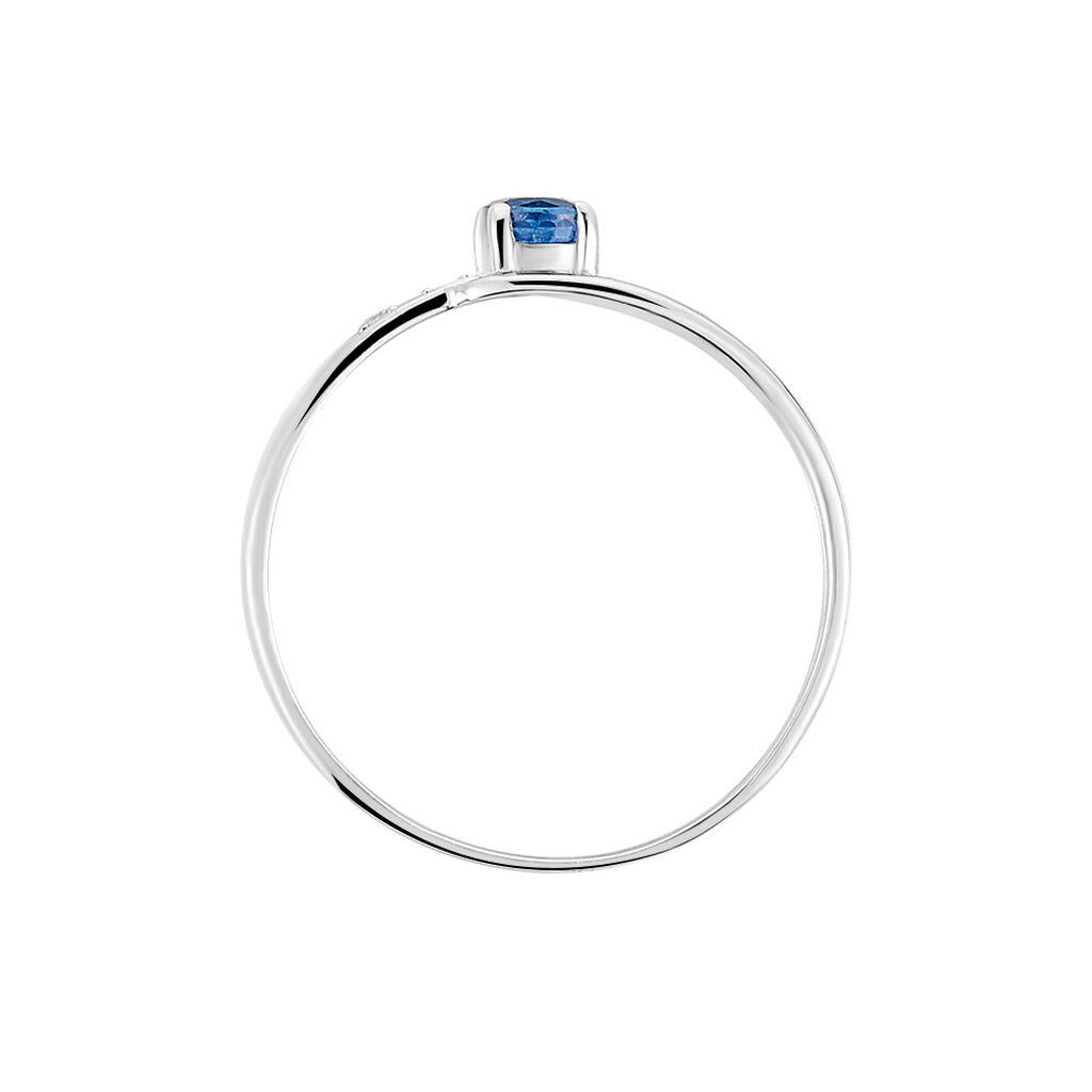 Damen Ring Wei&szlig;gold 375 (9 Karat) Saphir Blau 0,27 ct