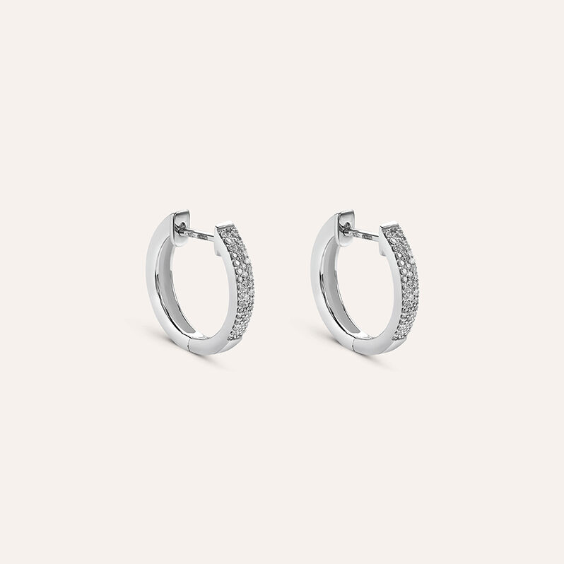 Orecchini A Cerchio Sophia Oro Bianco Diamante - Spannringe Damen | OROVIVO