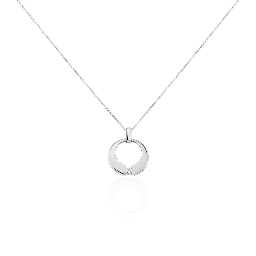 Damen Collier Weißgold 375 Diamant 0,08ct Kreis Valencia, Collier mit Stein