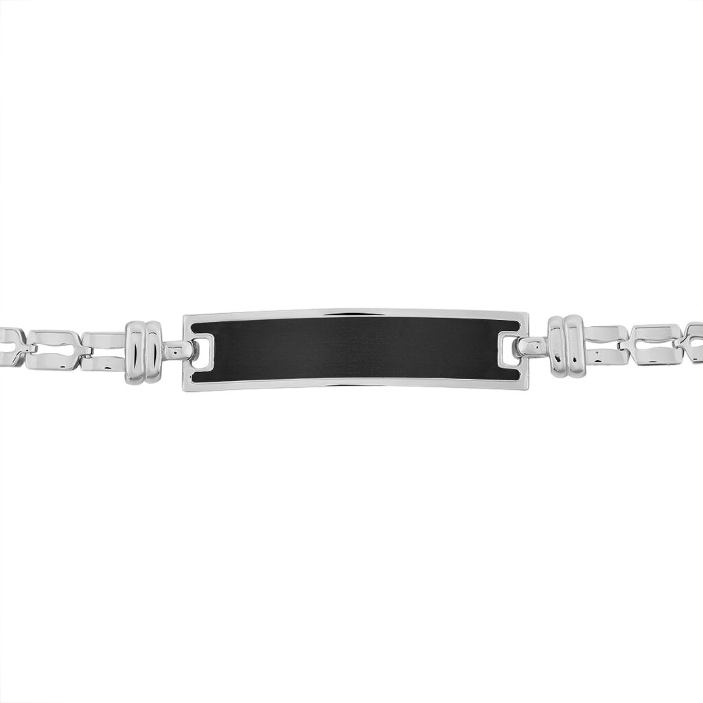 VLAD Herren ID Armband Silber Bicolor Silber/Schwarz 925 Rechteckig