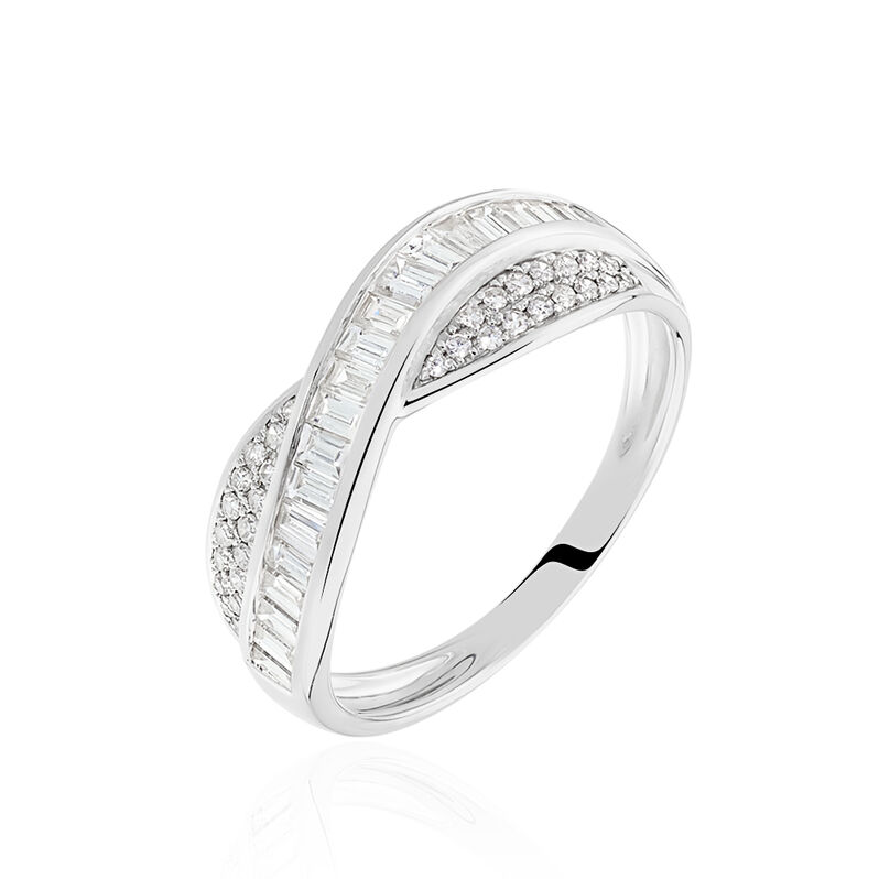 Bague Or Weiss pensee Forme Vague Pavage Diamants - Spannringe Damen | OROVIVO