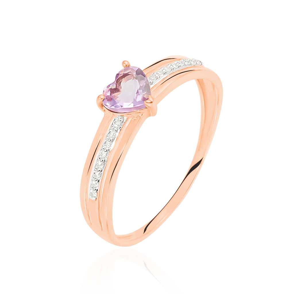Bague Or Rose Chloe Cœur Amethyste - Spannringe Damen | OROVIVO