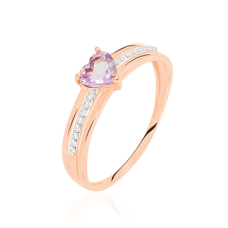 Bague Or Rose Chloe Cœur Amethyste - Spannringe Damen | OROVIVO
